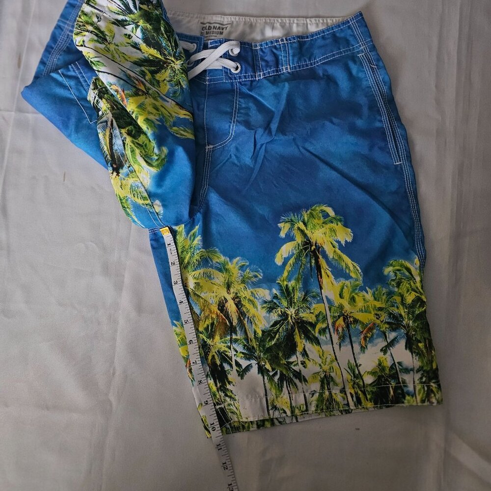 Old Navy Men's Blue/Green Tropical Print Swim Board Shorts Size Medium - Picture 14 of 15